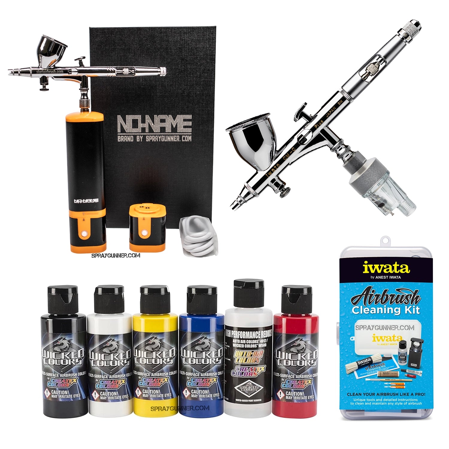 Cordless airbrush battery powered compressor with airbrush kit with Options - SprayGunner