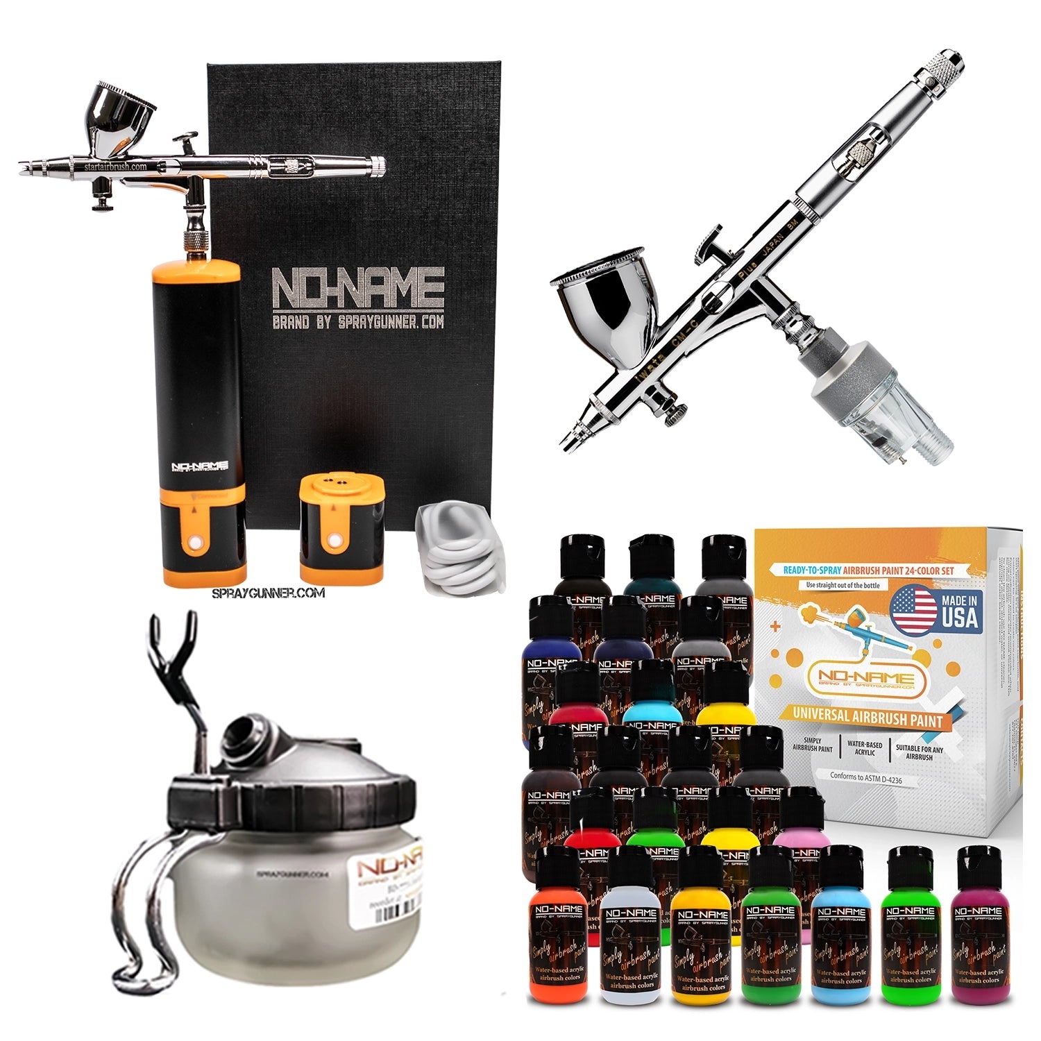 Cordless airbrush battery powered compressor with airbrush kit with Options - SprayGunner