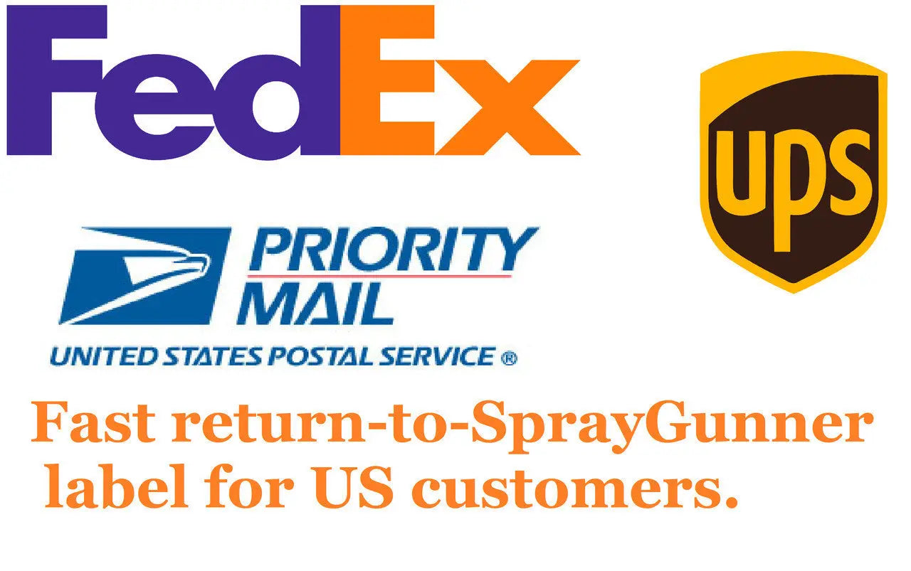 Return shipping label for airbrush service and such - SprayGunner