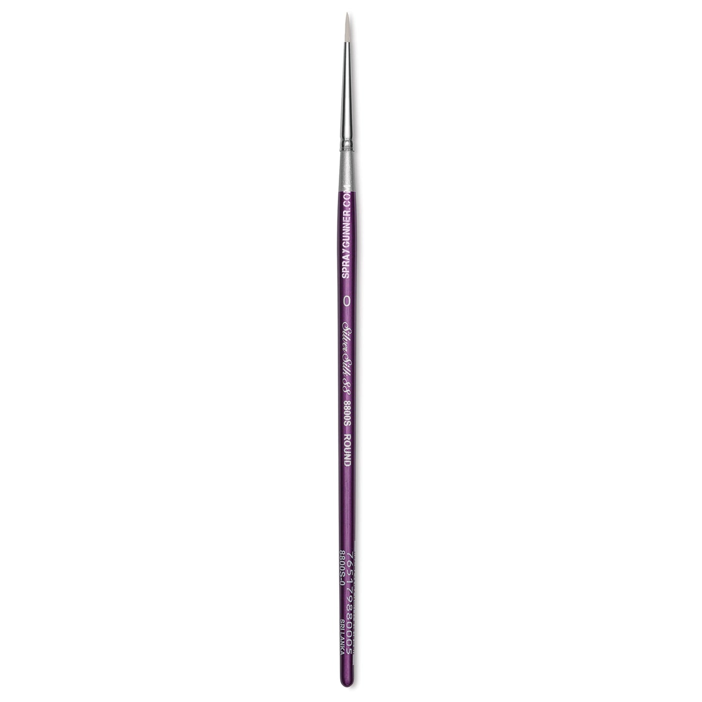 The Silver Silk 88 Synthetic Ultra Round short-handle brush is available in size 0. Perfect for smooth application, precise control, and tiny details.