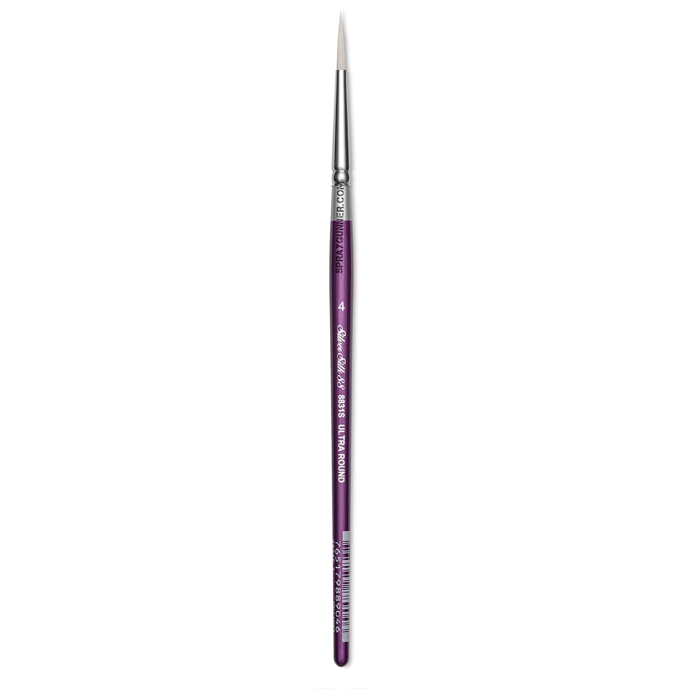 Size 4 silver brush with a short handle made of synthetic silver silk 88. Perfect for precise control, smooth application, and fine details.
