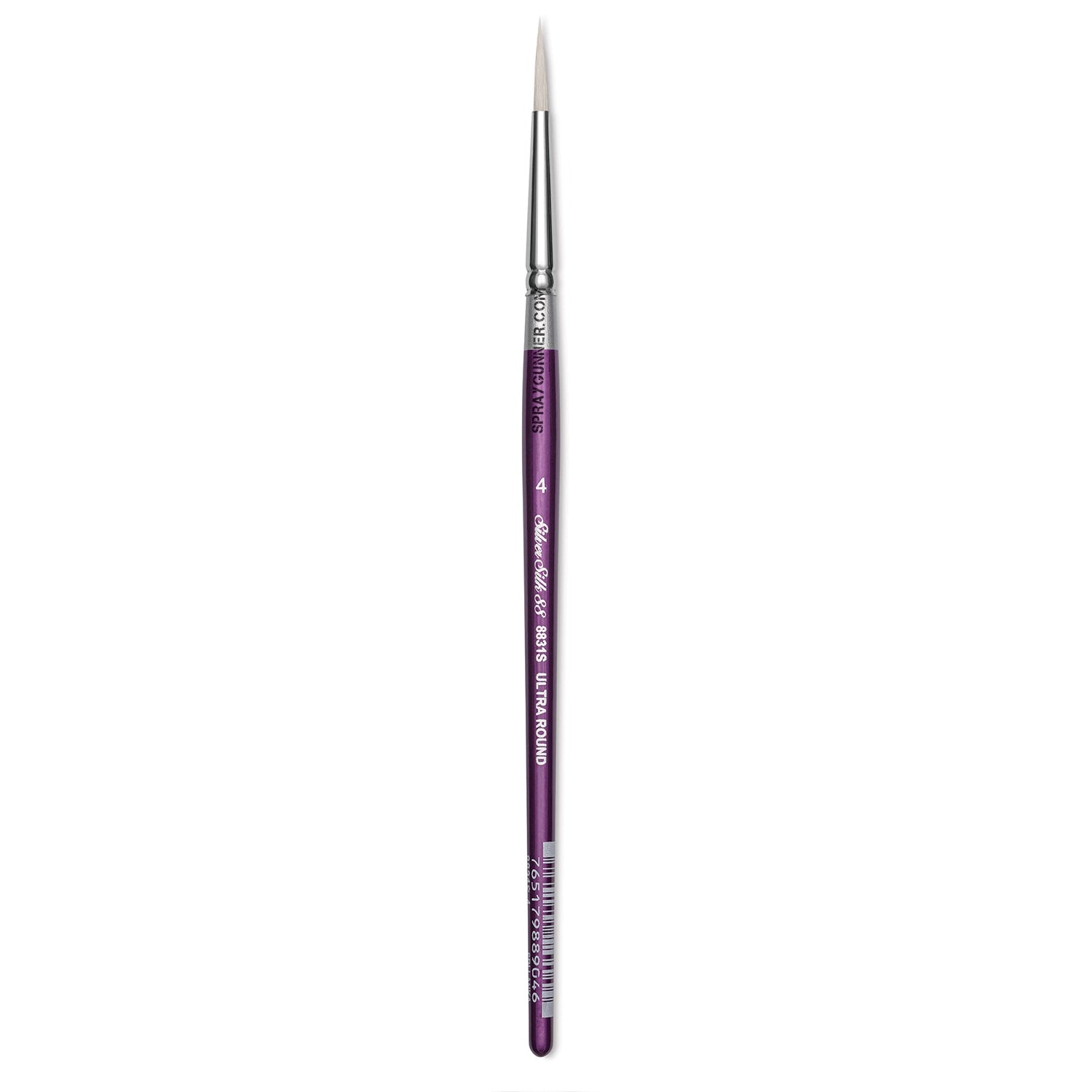 Size 4 silver brush with a short handle made of synthetic silver silk 88. Perfect for precise control, smooth application, and fine details.