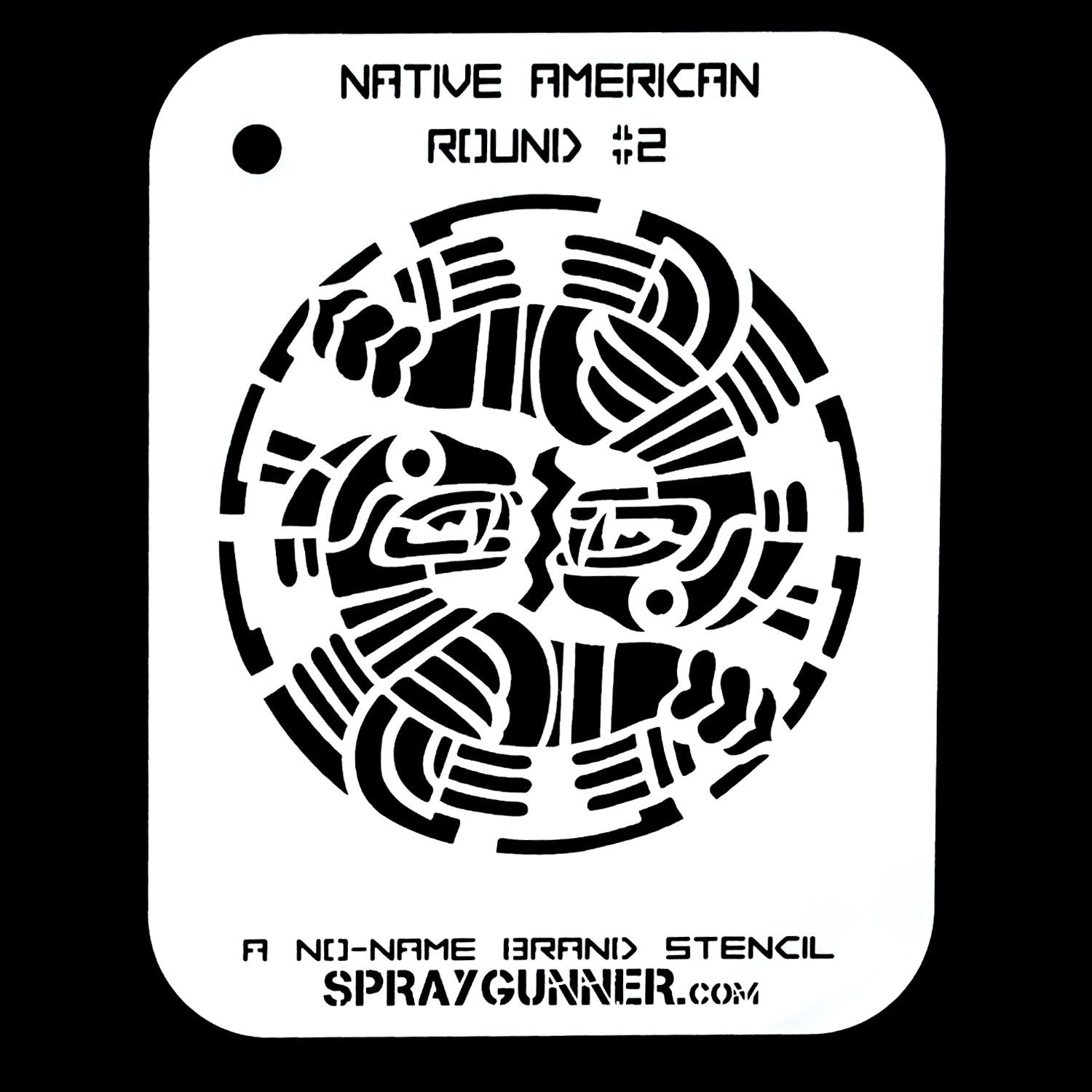 The symmetrical tribal style of the NO-NAME Brand Native American Round Stencil #2 makes it perfect for accurate airbrushing. Excellent for cosplay and hobbies.