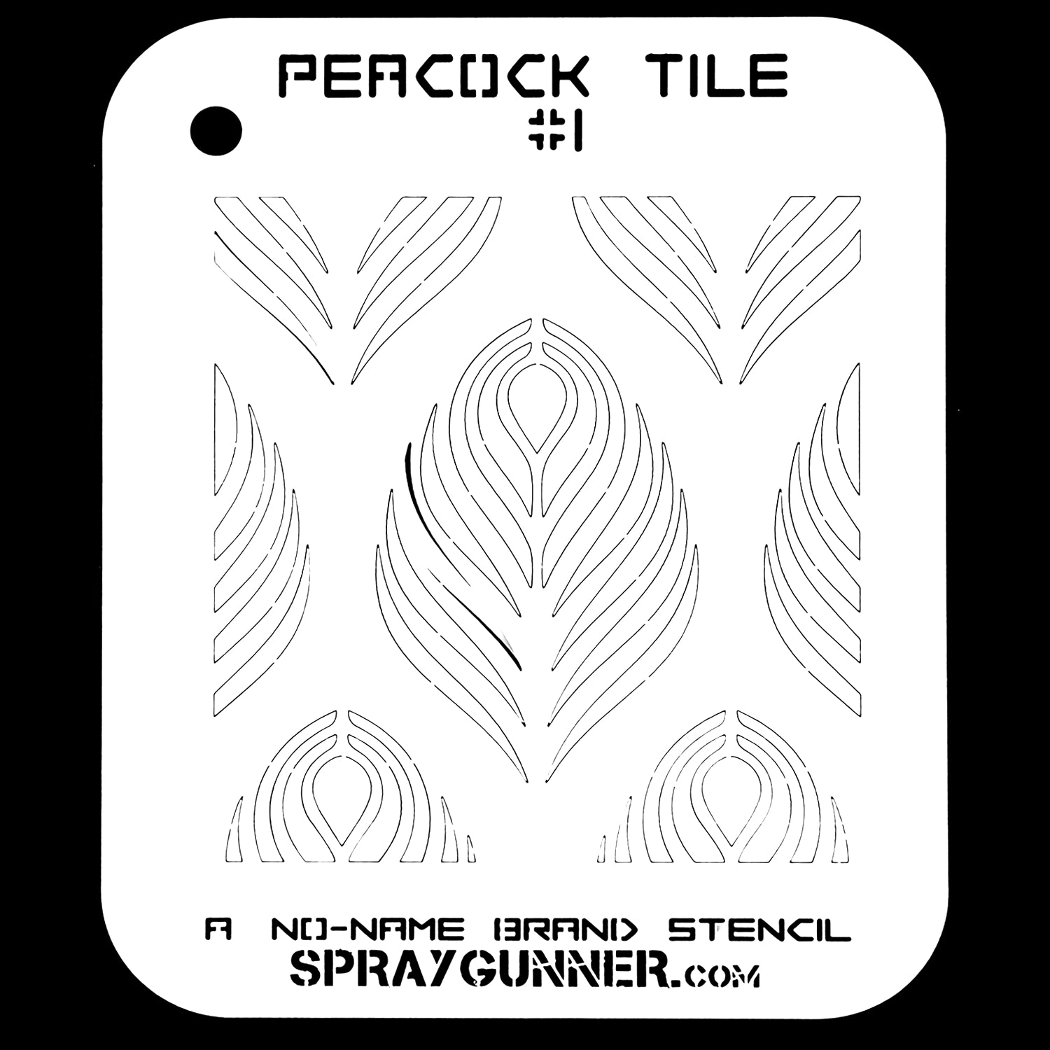 For airbrush, do-it-yourself, and hobby stencil projects, the NO-NAME Brand Peacock Tile Stencil #1's striking peacock feather design is perfect.