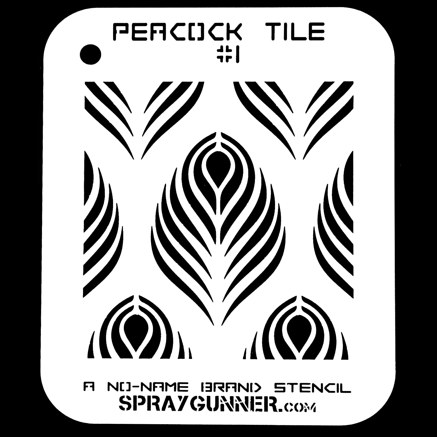 With its striking peacock feather design, NO-NAME Brand Peacock Tile Stencil #1 is perfect for airbrushing, do-it-yourself projects, and hobby stencils.