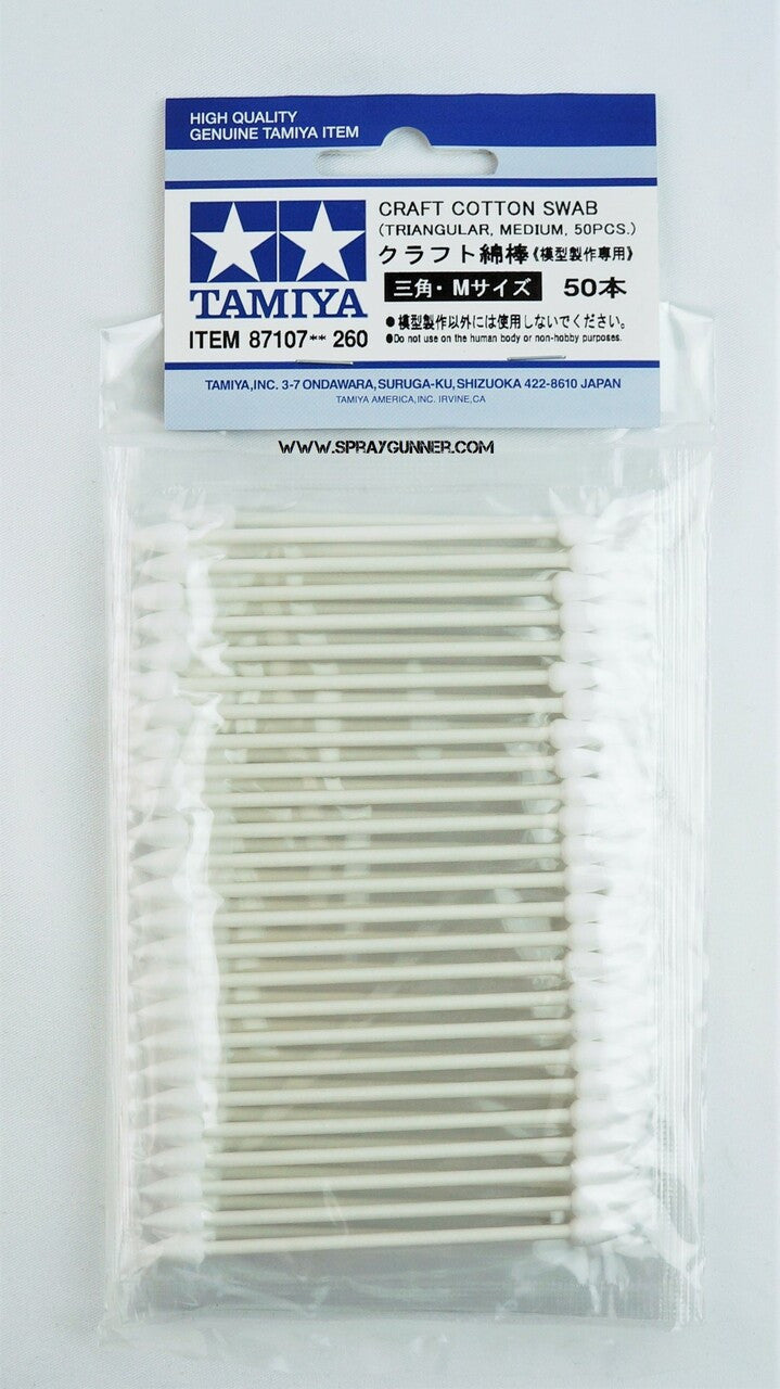 Tamiya Craft Cotton Swab (Triangular, Medium, 50PCS) - SprayGunner