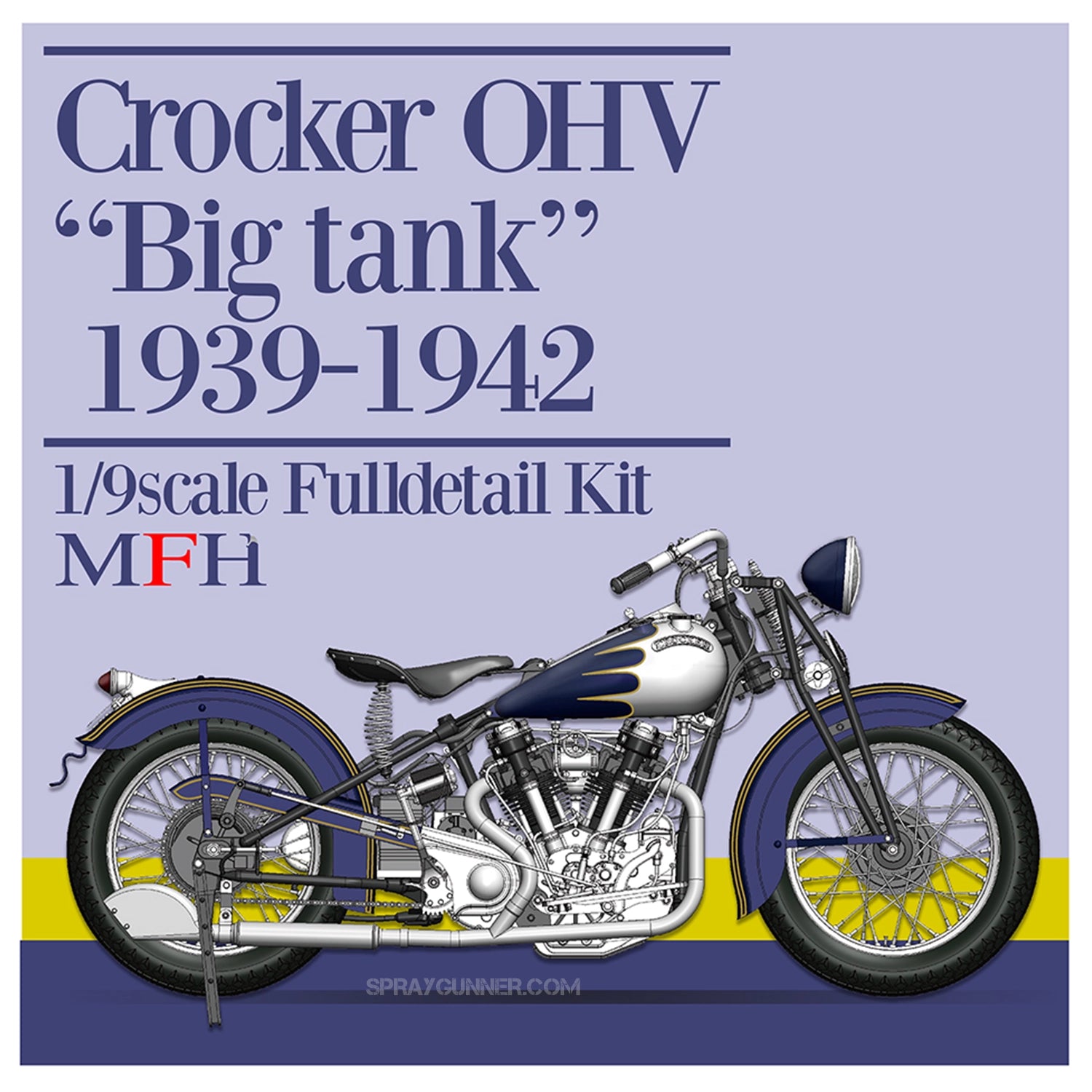 MODEL FACTORY HIRO: 1/9scale Fulldetail Kit : Crocker OHV "Big tank" 1939-1942 - SprayGunner