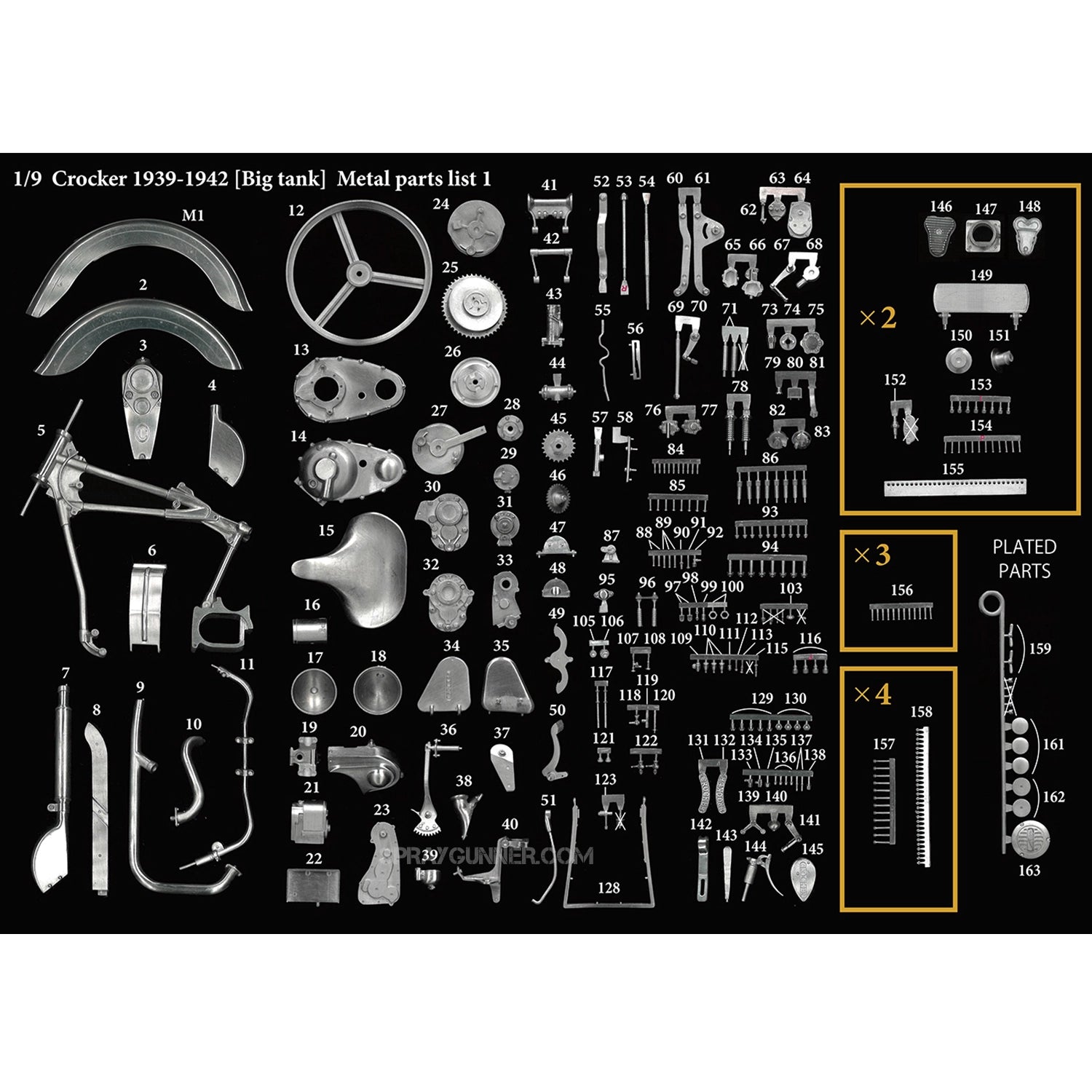 MODEL FACTORY HIRO: 1/9scale Fulldetail Kit : Crocker OHV "Big tank" 1939-1942 - SprayGunner
