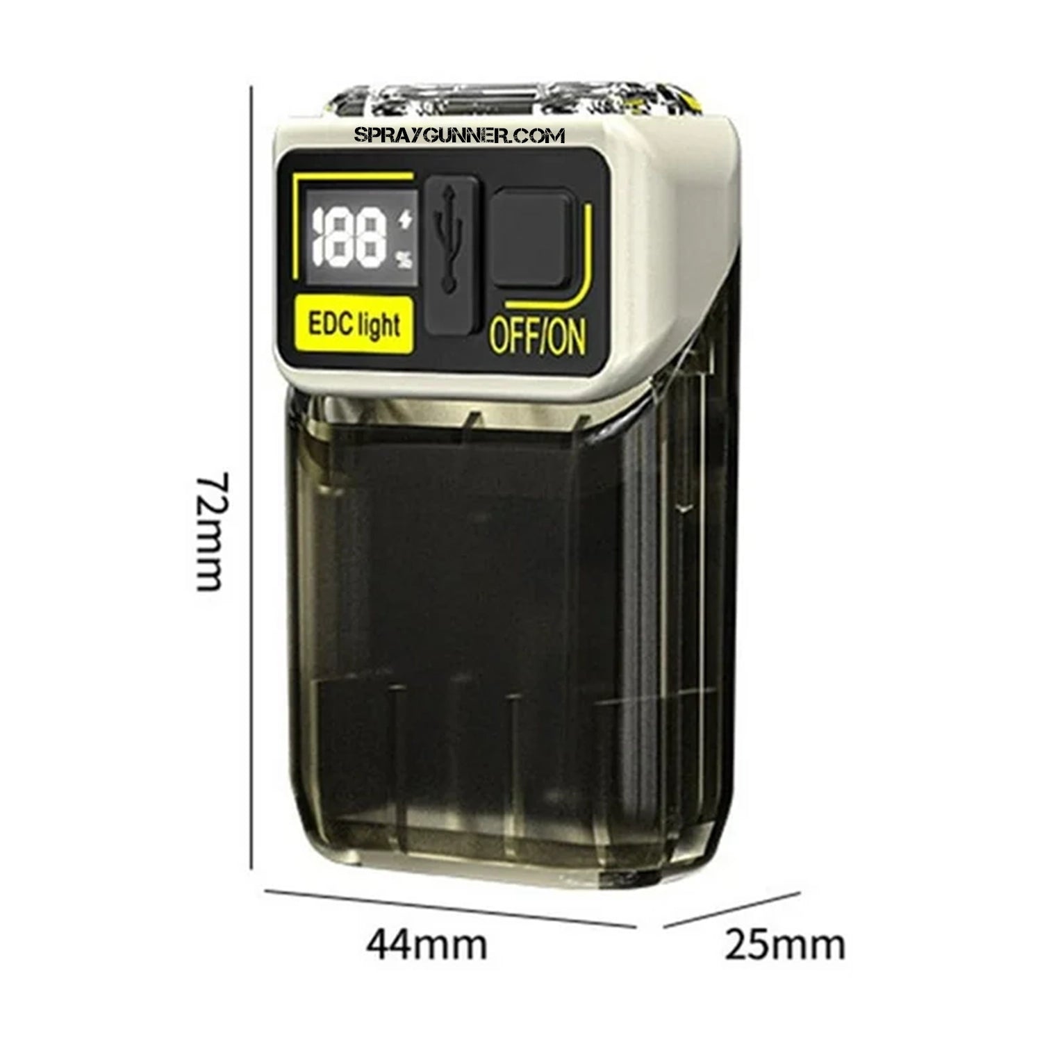 The multifunctional portable EDC light from NO-NAME Brand, which has a digital battery display and a USB charging connector, is the ideal airbrush accessory at SprayGunner.