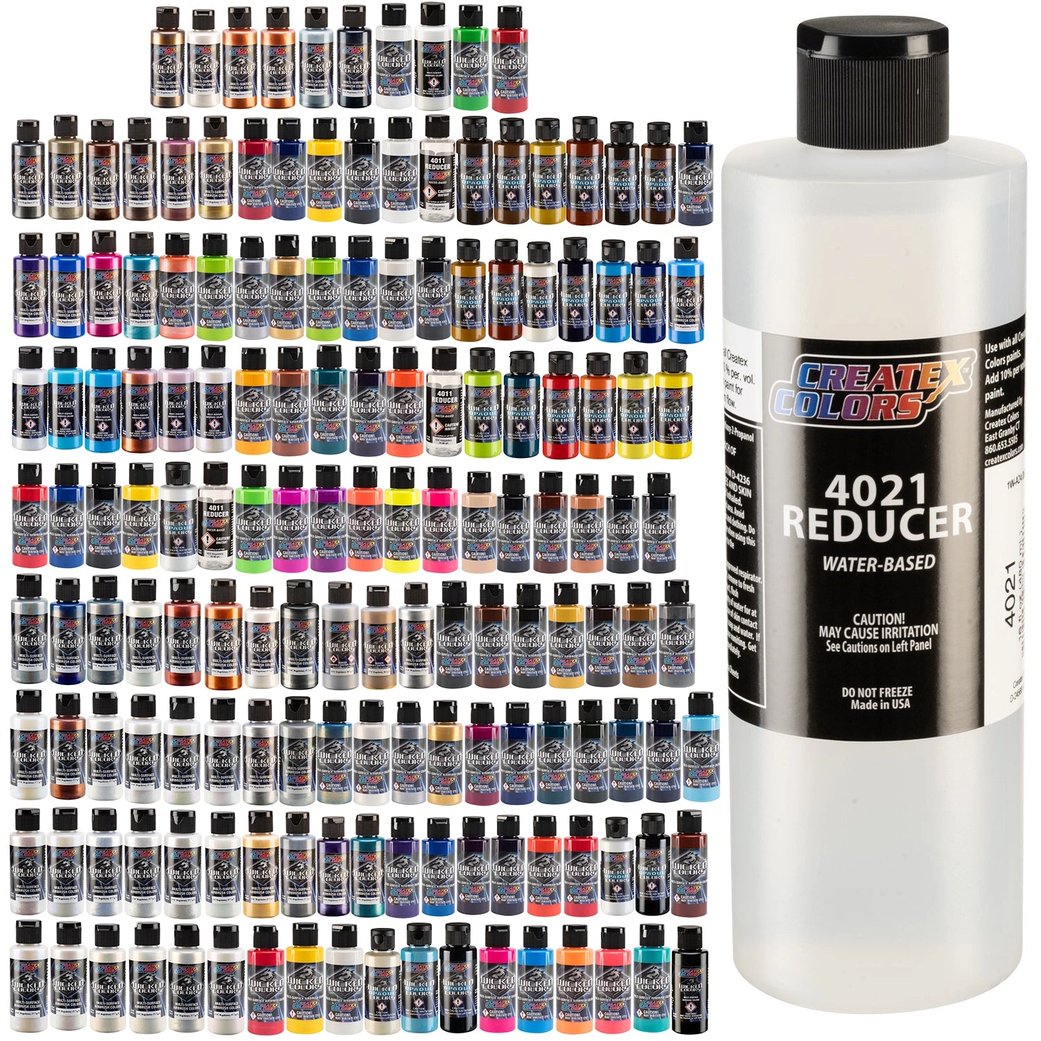 Createx Wicked Paints Complete Color Collection Paint Set for Airbrushing (2oz bottles with 16 oz reducer) - SprayGunner