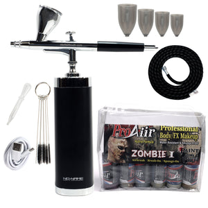 Halloween Special Bundle: NO-NAME Brand Cordless Airbrush Kit With ProAiir Body Paint