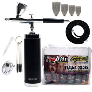 Halloween Special Bundle: NO-NAME Brand Cordless Airbrush Kit With ProAiir Body Paint   
