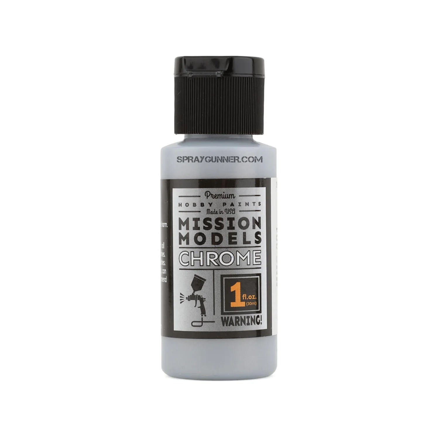 Mission Models chrome airbrush paint & gloss black base