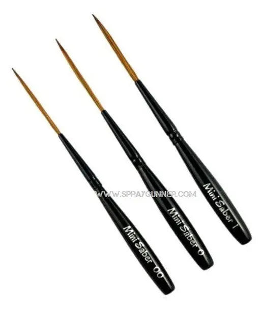 Von Dago Mini Saber pinstriping brushes by MACK in sizes 0, 00, and 000.
