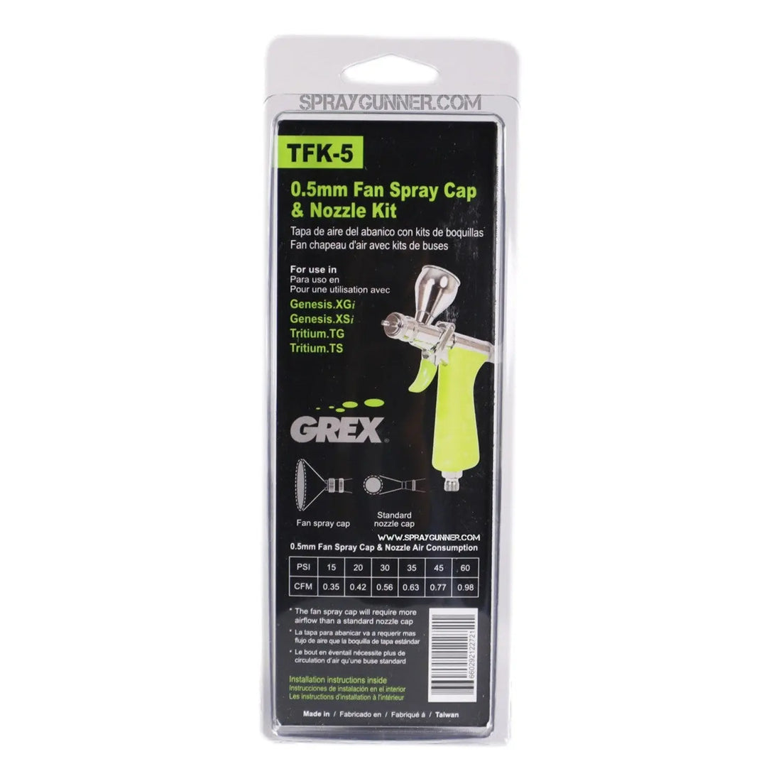 0.5mm Fan Spray Cap & Nozzle Kit Grex Airbrush