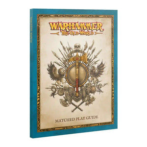 Matched Play Guide | Warhammer Strategy Rulebook cover featuring ornate fantasy weaponry and crest design for competitive tabletop gaming.