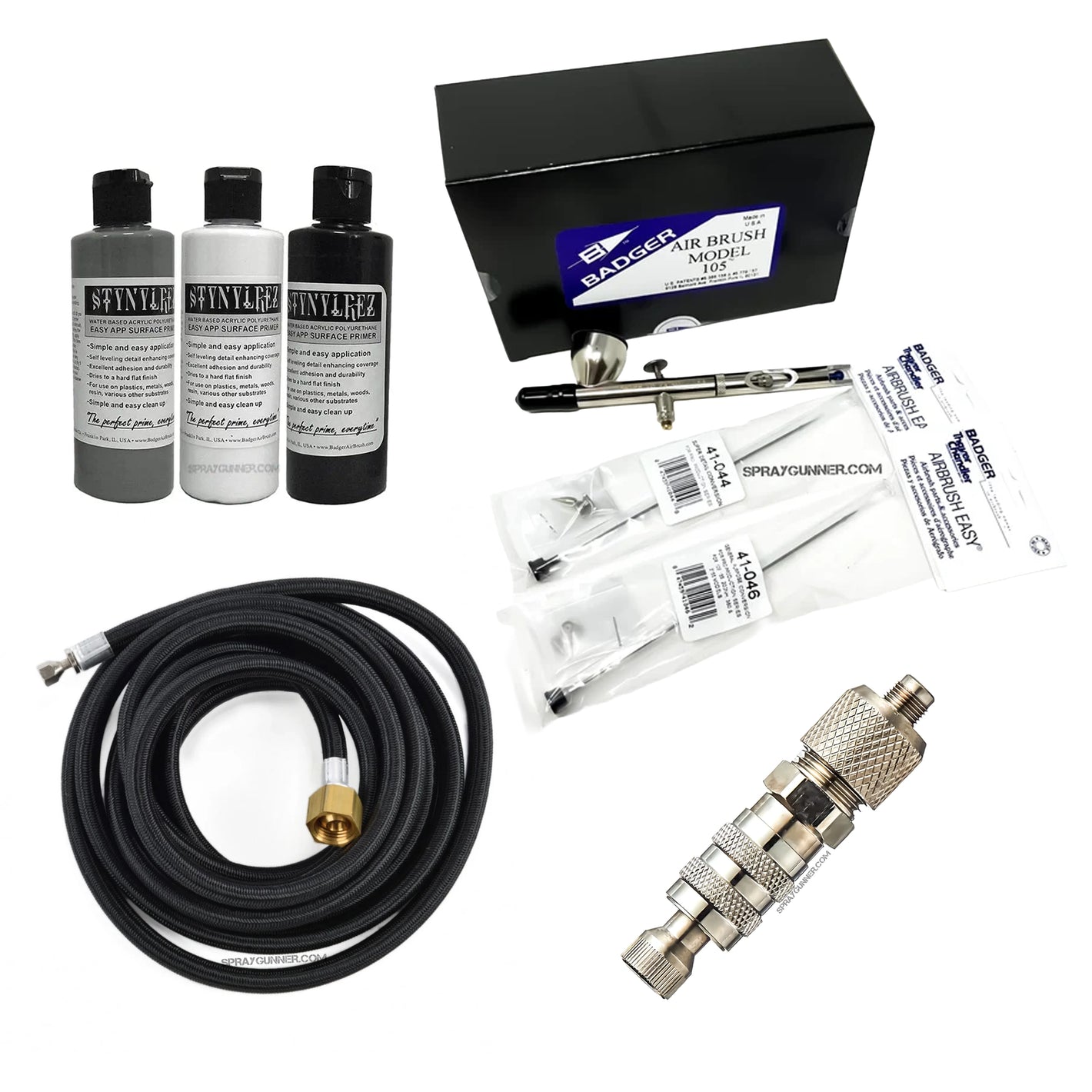 Badger Patriot 105 3in1 Airbrush Pro Starter Bundle with STYNYLREZ Primers