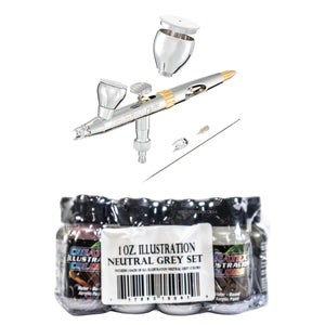 Harder & Steenbeck Evolution 2024 2in1 Airbrush + Createx Illustration Neutral Grey 1 oz Set