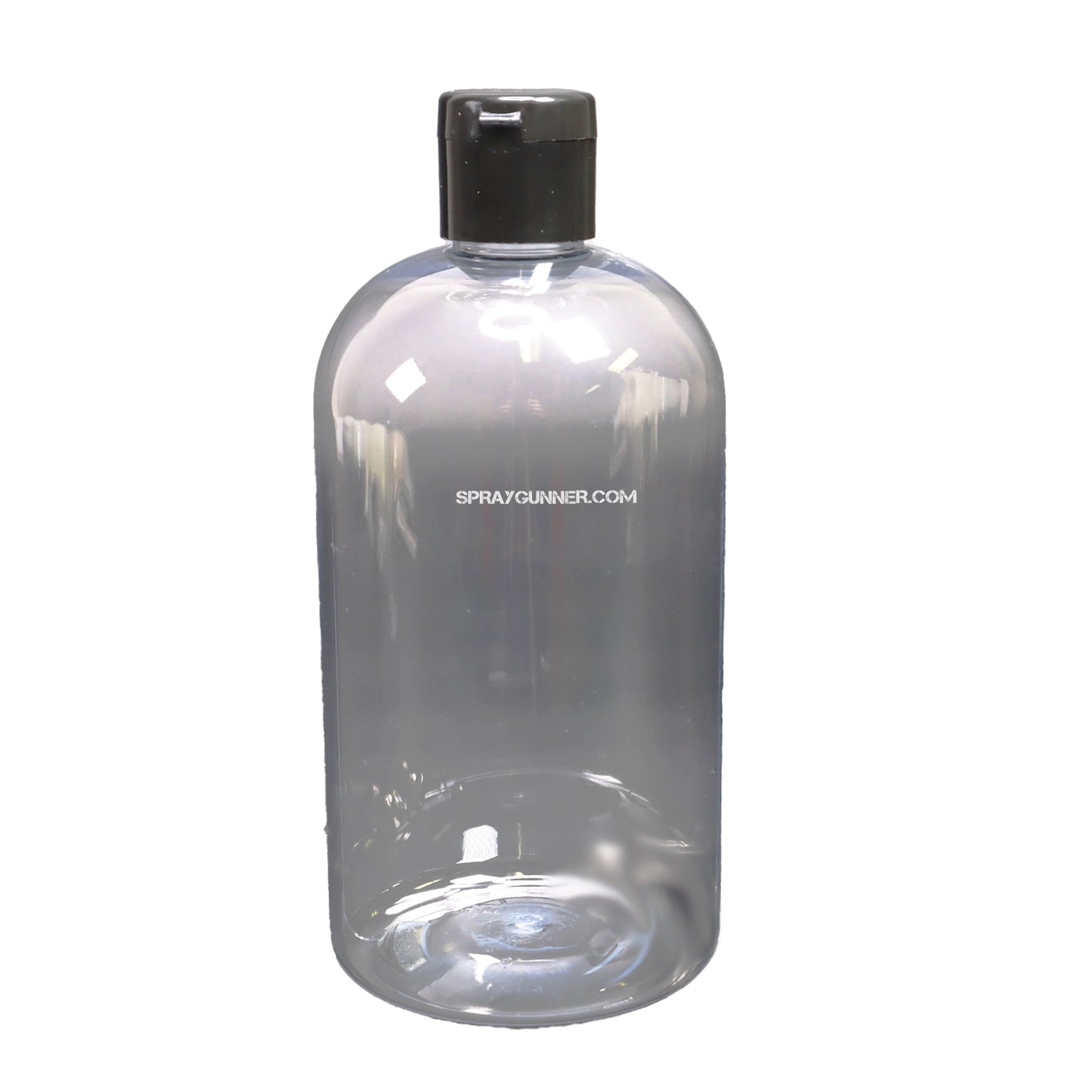 Plastic Bottle with Black Ribbed Snap Cap and Storage Label 16oz - SprayGunner