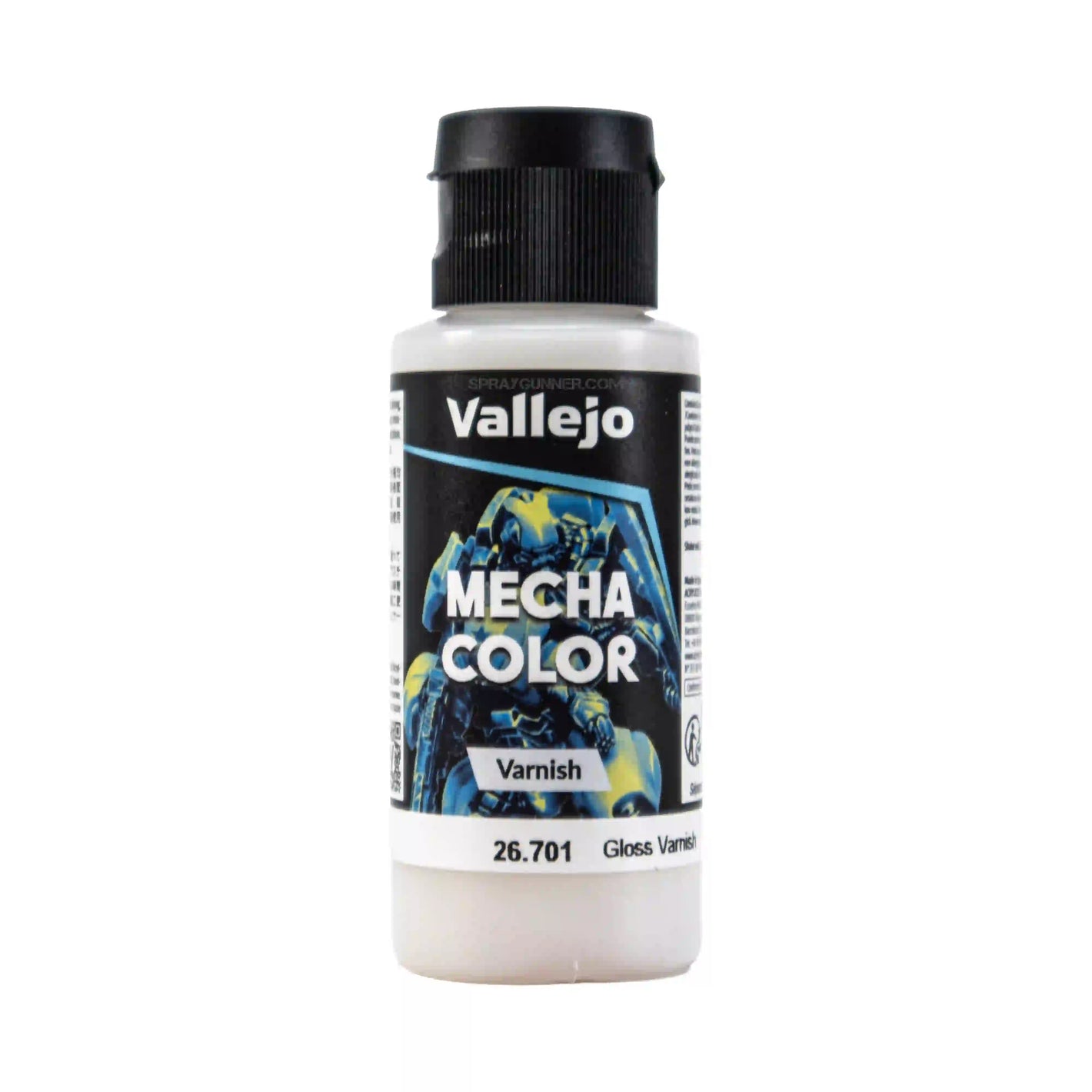 Vallejo Mecha Gloss Varnish 26.701 60ml high-gloss clear coat for Gunpla decals, panel lining, and model finishing