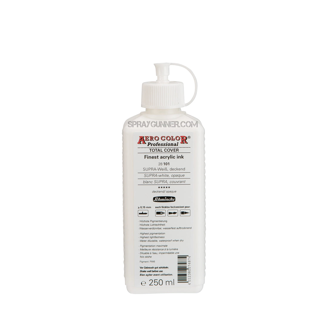 Schmincke AERO COLOR Professional Acrylic Ink: SUPRA-White, Opaque 250 ml - SprayGunner