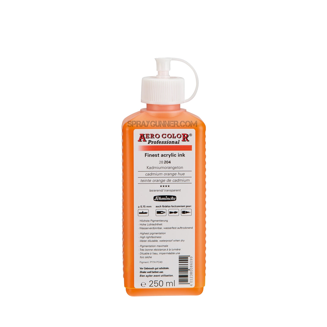 Schmincke AERO COLOR Professional Acrylic Ink: Cadmium Orange Hue 250 ml - SprayGunner