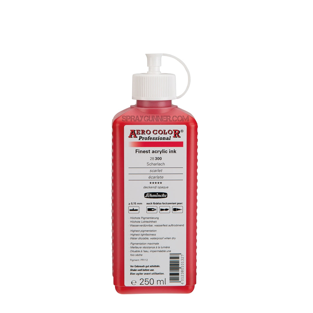 Schmincke AERO COLOR Professional Acrylic Ink: Scarlet 250 ml - SprayGunner