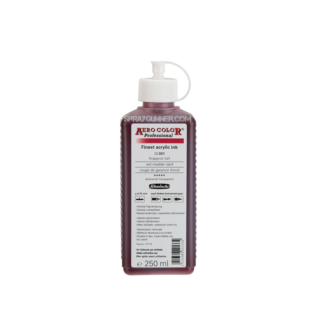 Schmincke AERO COLOR Professional Acrylic Ink: Red Madder Dark 250 ml - SprayGunner