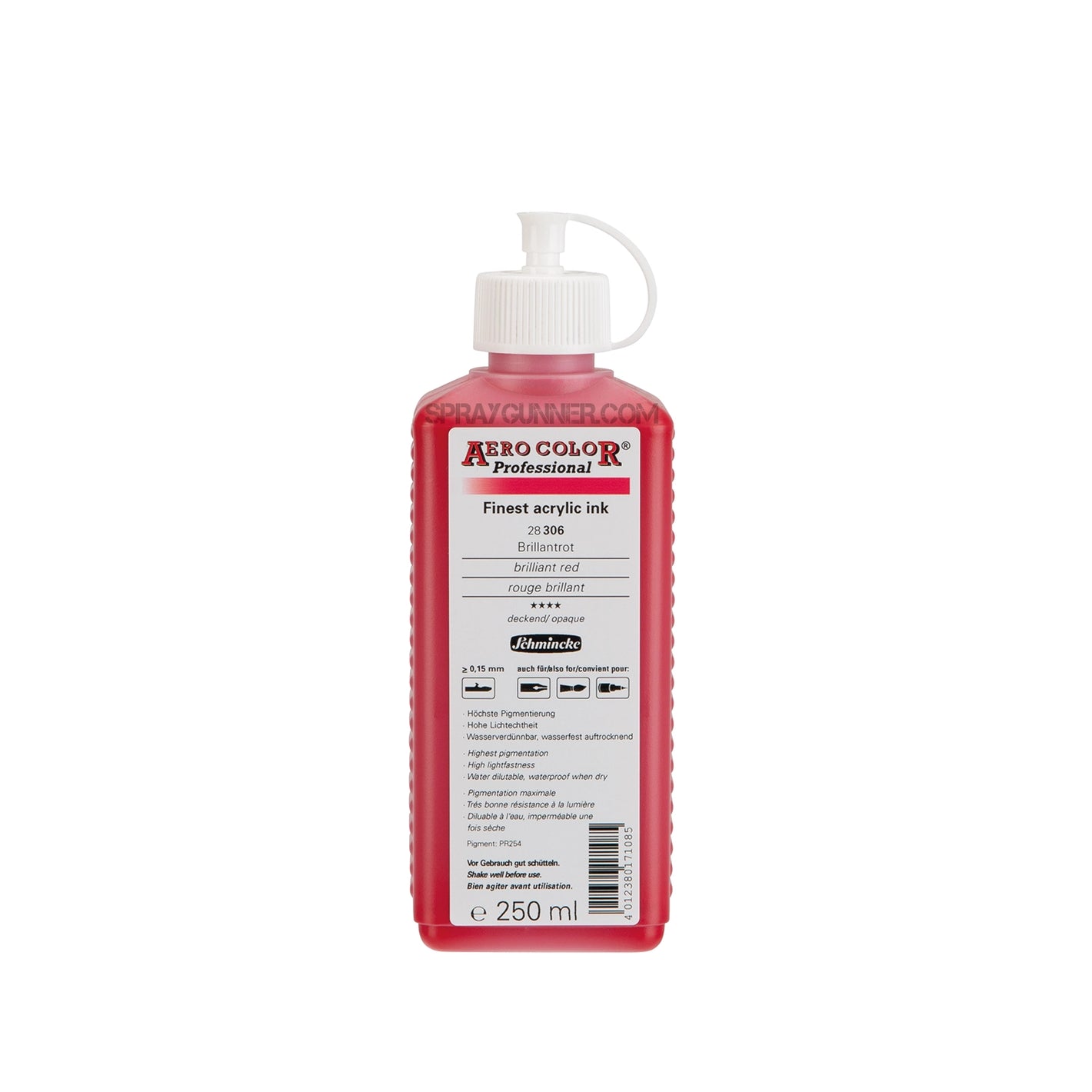 Schmincke AERO COLOR Professional Acrylic Ink: Brilliant Red 250 ml