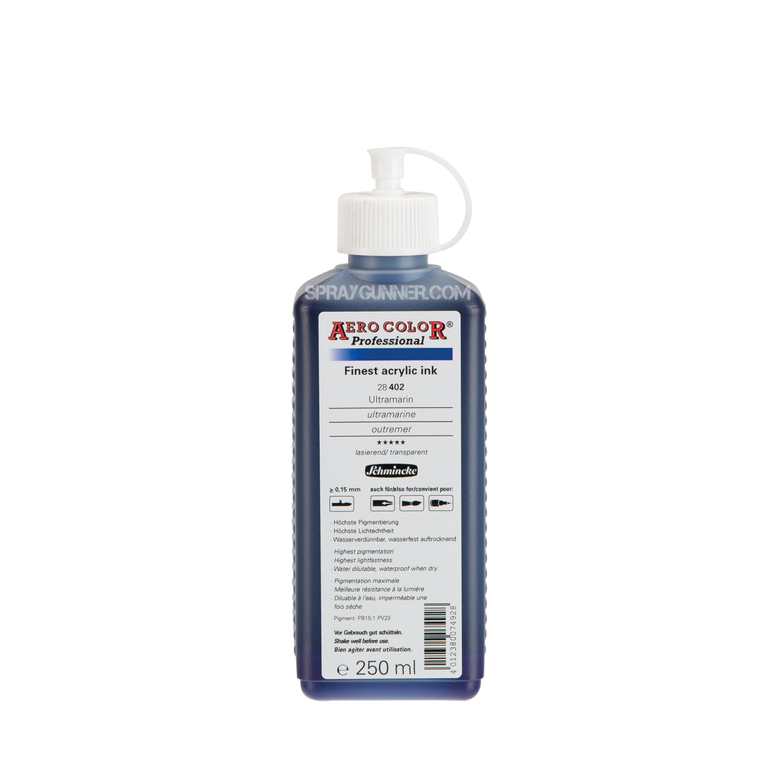 Schmincke AERO COLOR Professional Acrylic Ink: Ultramarine 250 ml - SprayGunner