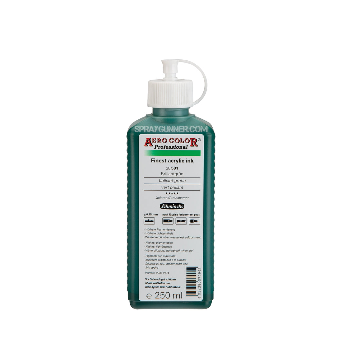 Schmincke AERO COLOR Professional Acrylic Ink: Brilliant Green 250 ml - SprayGunner