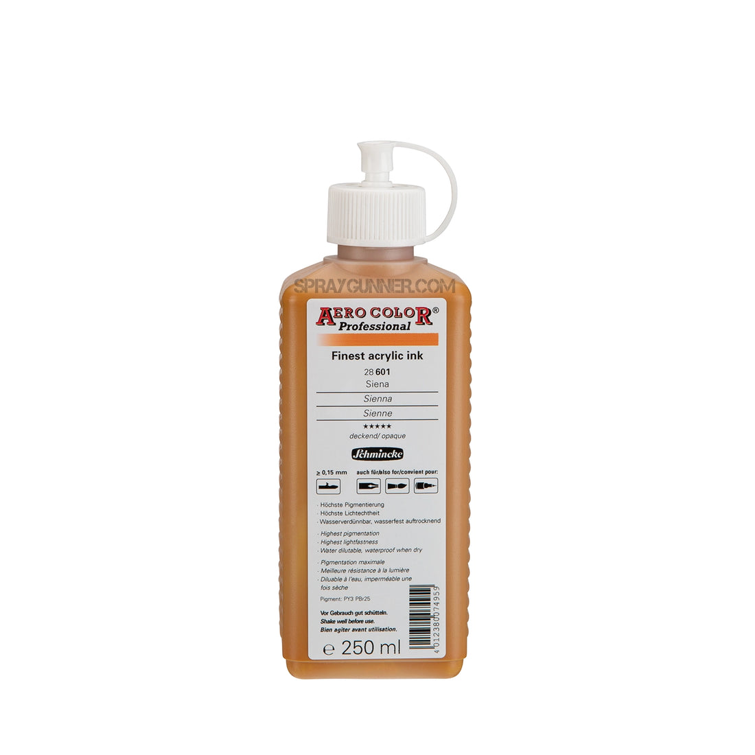 Schmincke AERO COLOR Professional Acrylic Ink: Sienna 250 ml - SprayGunner