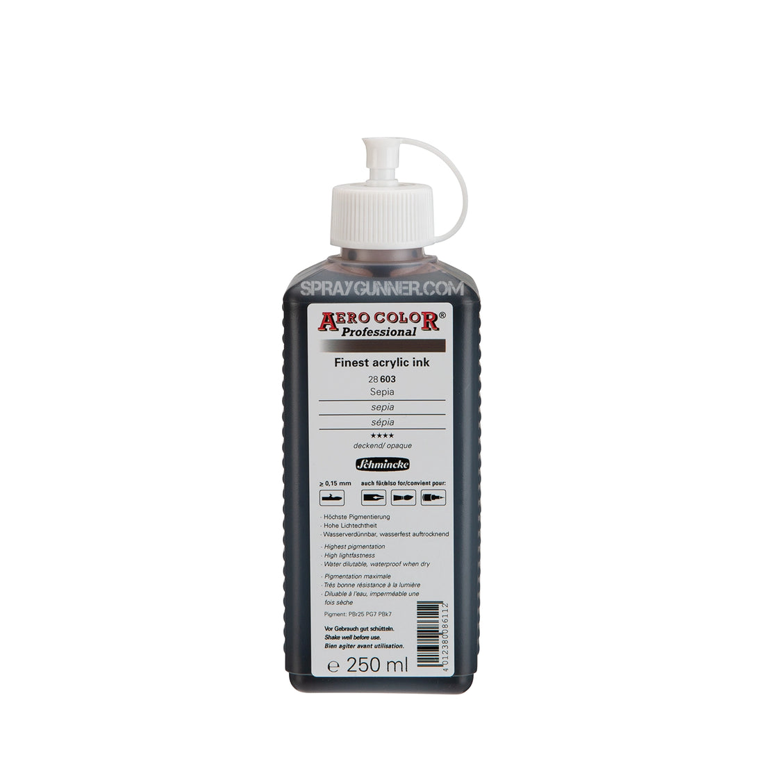Schmincke AERO COLOR Professional Acrylic Ink: Sepia 250 ml - SprayGunner