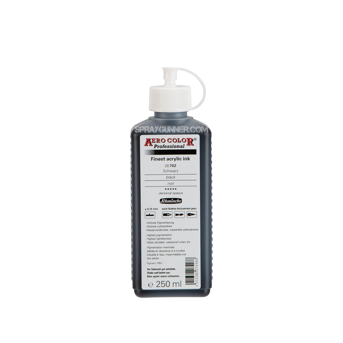 Schmincke AERO COLOR Professional Acrylic Ink: Black 250 ml - SprayGunner