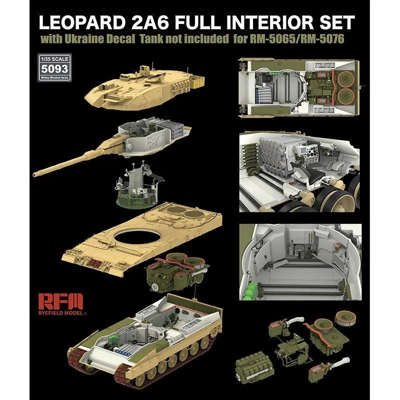 RFM 1/35 Leopard 2A6 Full Interior Set with Ukraine Decals (for RFM5065 & RFM5076) Model Kit - SprayGunner