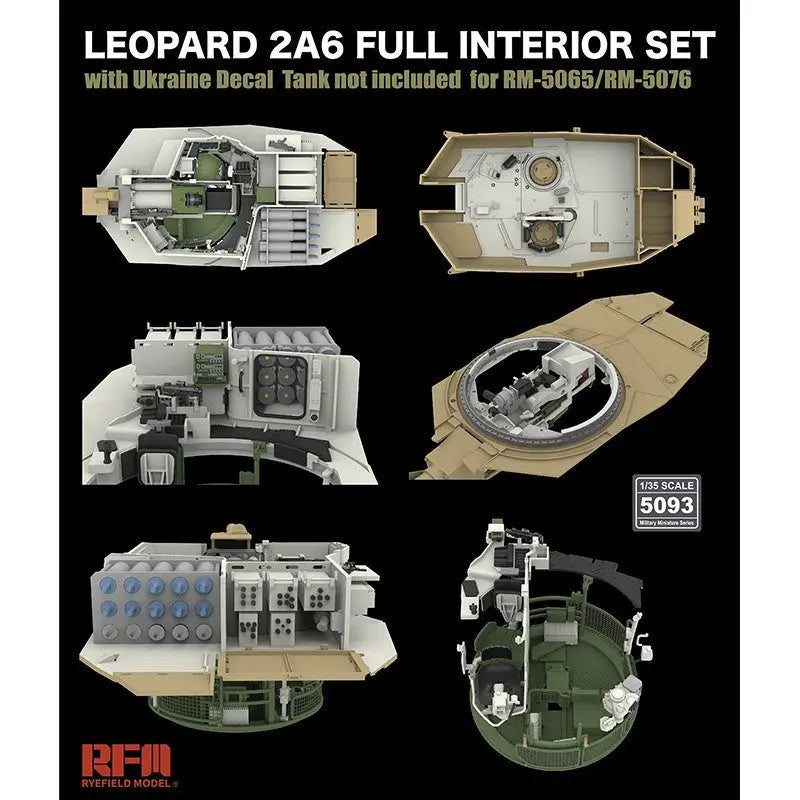 RFM 1/35 Leopard 2A6 Full Interior Set with Ukraine Decals (for RFM5065 & RFM5076) Model Kit - SprayGunner