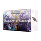 The 40k Champions of Slaanesh Emperor's Children Army Set from Warhammer includes finely detailed miniatures, collector's art cards, and decals.