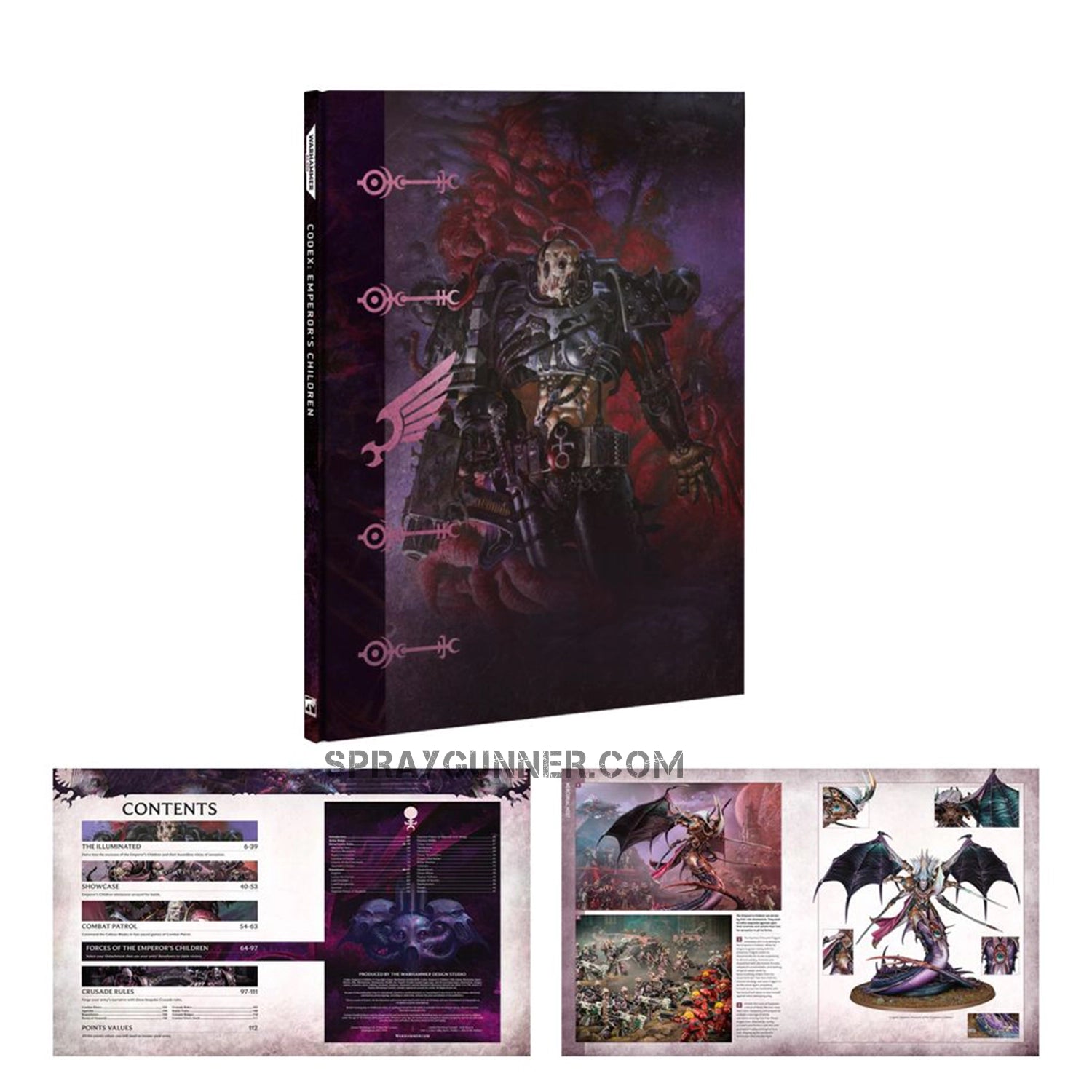 Warhammer's 40k Champions of Slaanesh Emperor's Children Army Set comes with delicately crafted miniatures, decals, and collector's art cards.