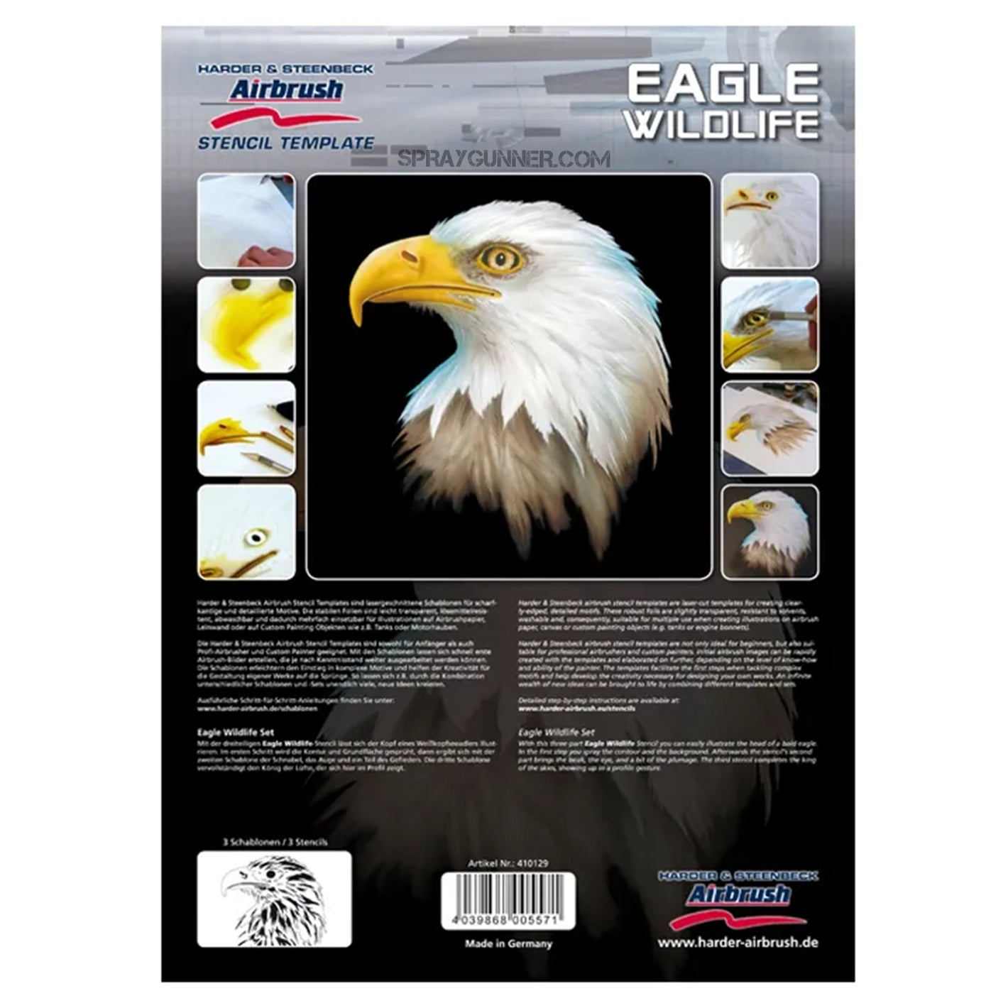 Harder and Steenbeck Airbrushing stencil set "Eagle Wildlife" - SprayGunner