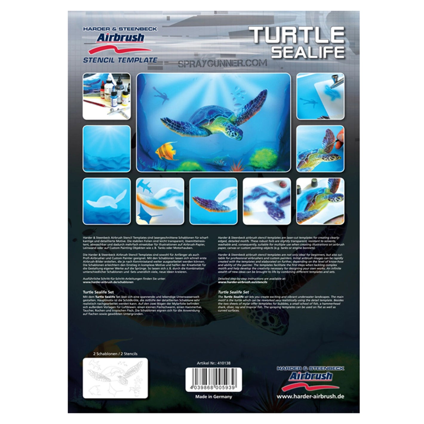 Harder und Steenbeck Airbrush-Schablonenset "Turtle Sealife"