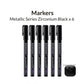 GAAHLERI Metallic Series Markers X6 Zirconium Black