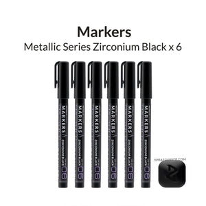 GAAHLERI Metallic Series Markers X6 Zirconium Black