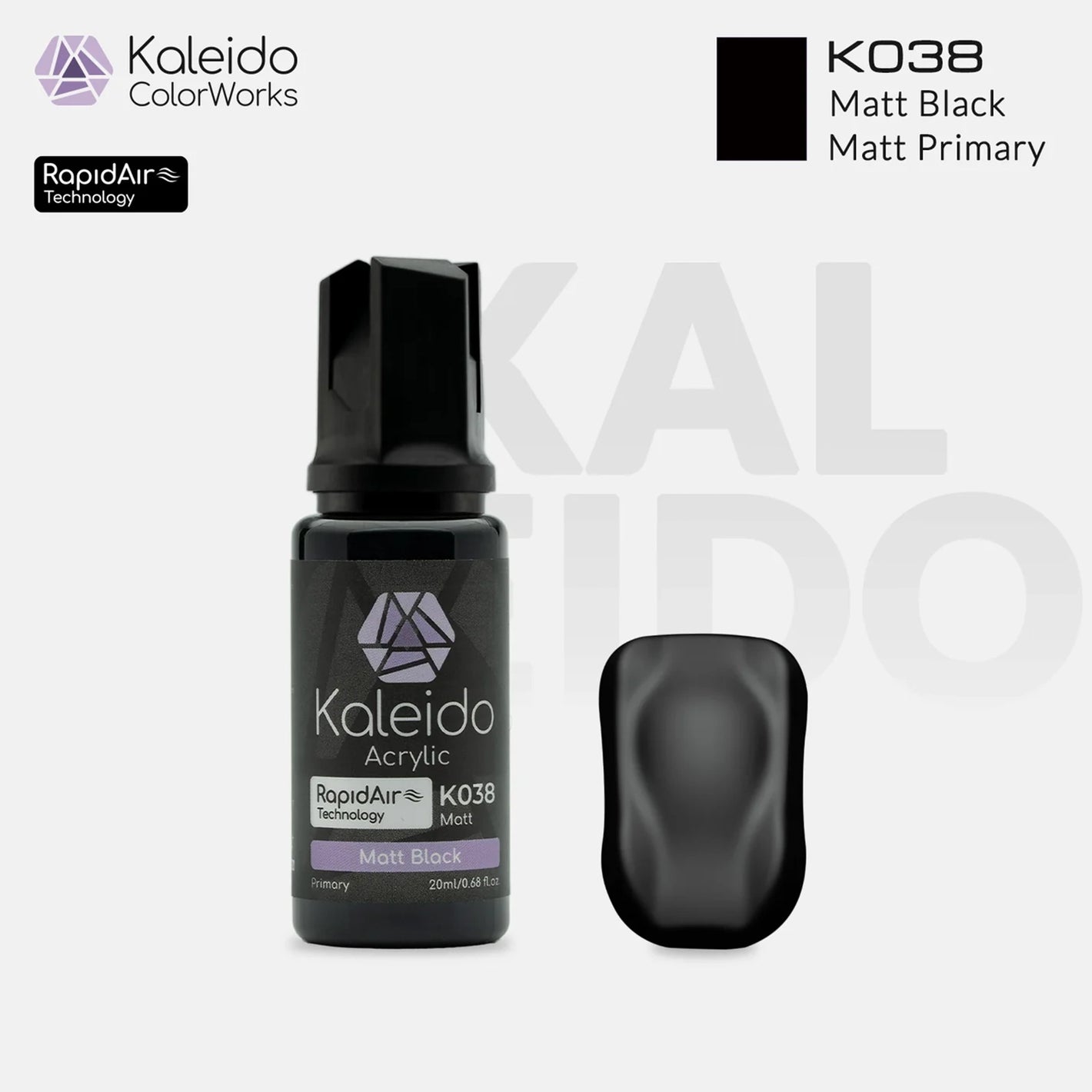 GAAHLERI Kaleido ColorWorks Water-Based Paint K038 Matt Black 20ml