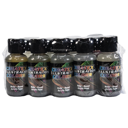 Createx Illustration Colors – 1 oz Neutral Grey Set (9 Colors)