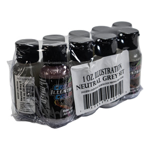 Createx Illustration Colors – 1 oz Neutral Grey Set (9 Colors)