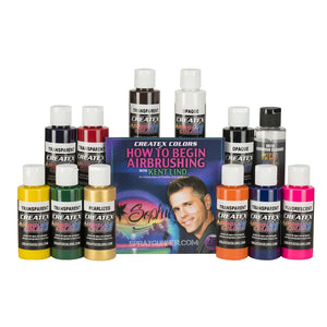 11 colors + cleaner Createx Airbrush Paints Set w/ DVD