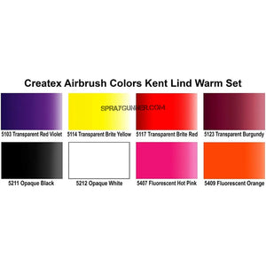 Createx Airbrush Colors Kent Lind - Juego cálido