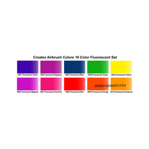 Createx Airbrush Colors Fluorescent set 10 pcs - SprayGunner