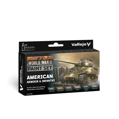 Vallejo Model Color: WWII American Armour & Infantry Set (6 x 18 ml)