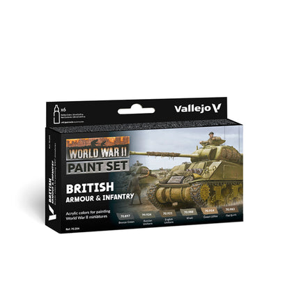 Vallejo Model Color: WWII British Armour & Infantry Set (6 x 18 ml)